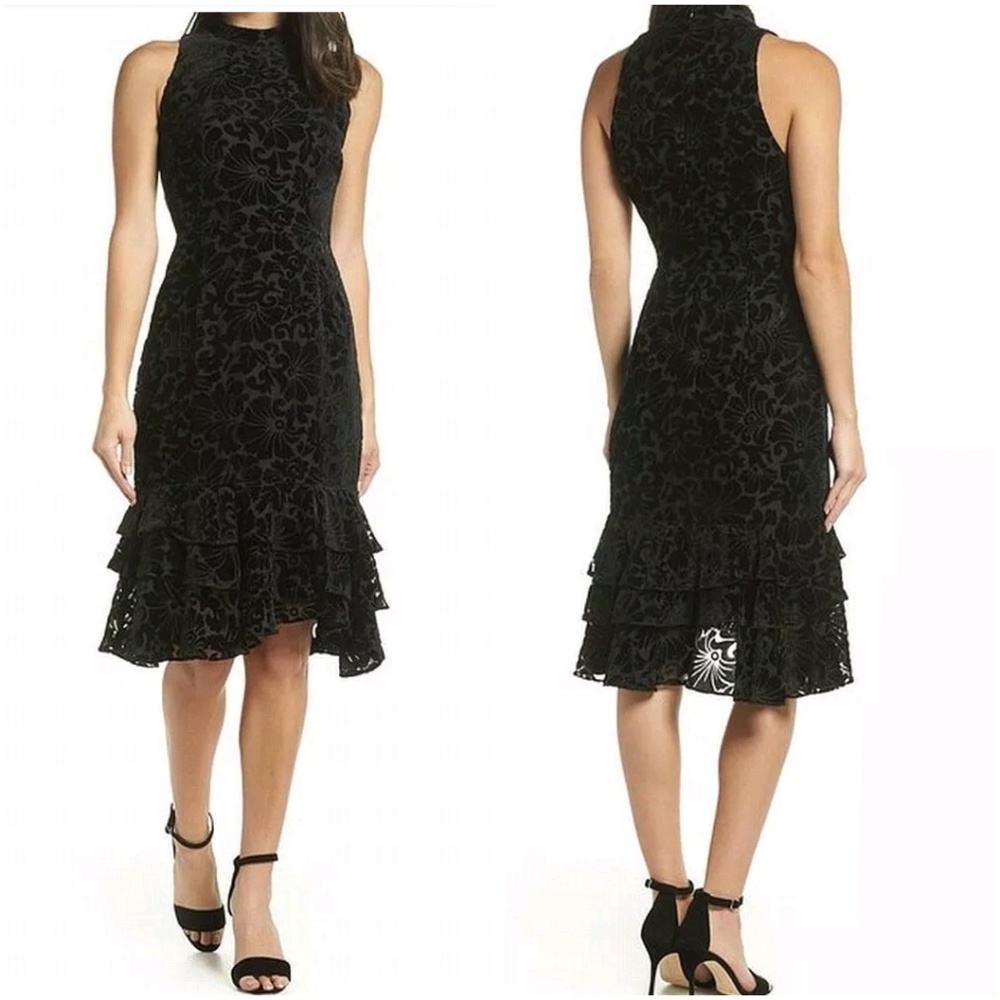 Chelsea 28 Velvet Ruffled Hem Dress